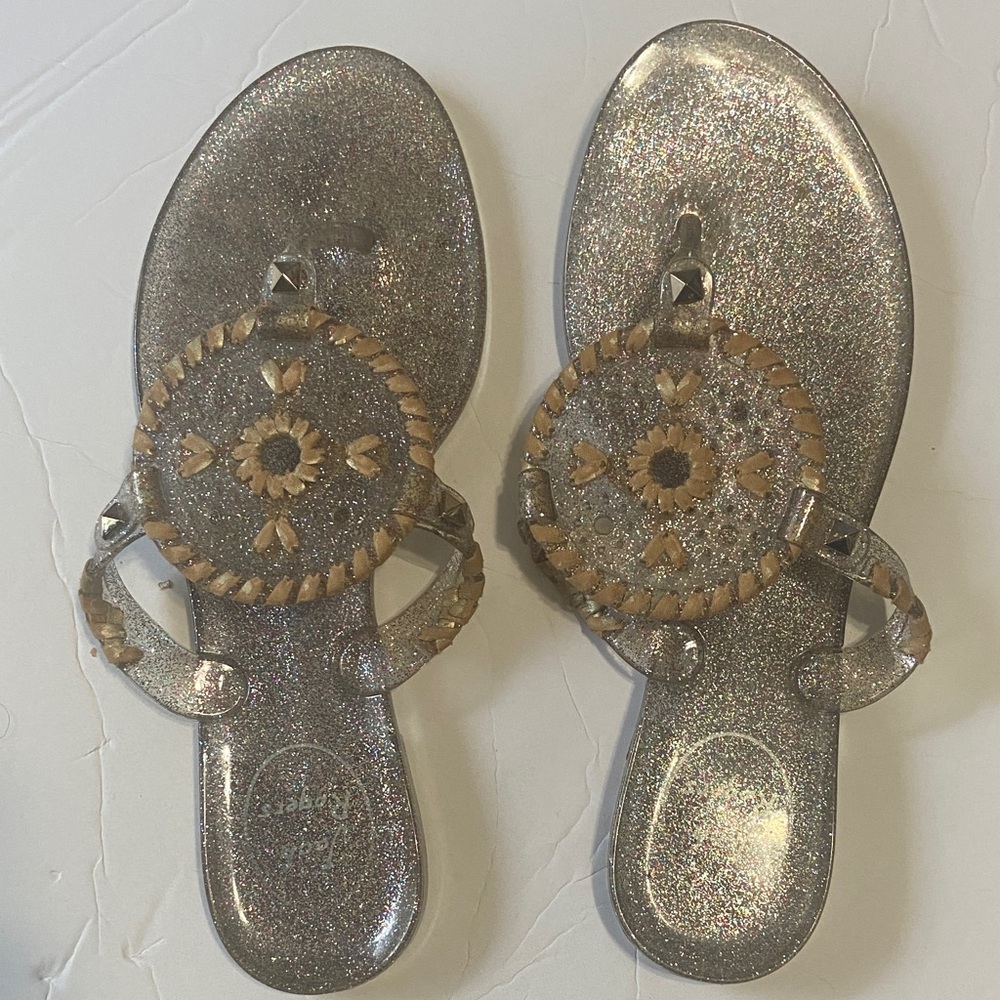 Jack Rogers Silver and Tan Sandals